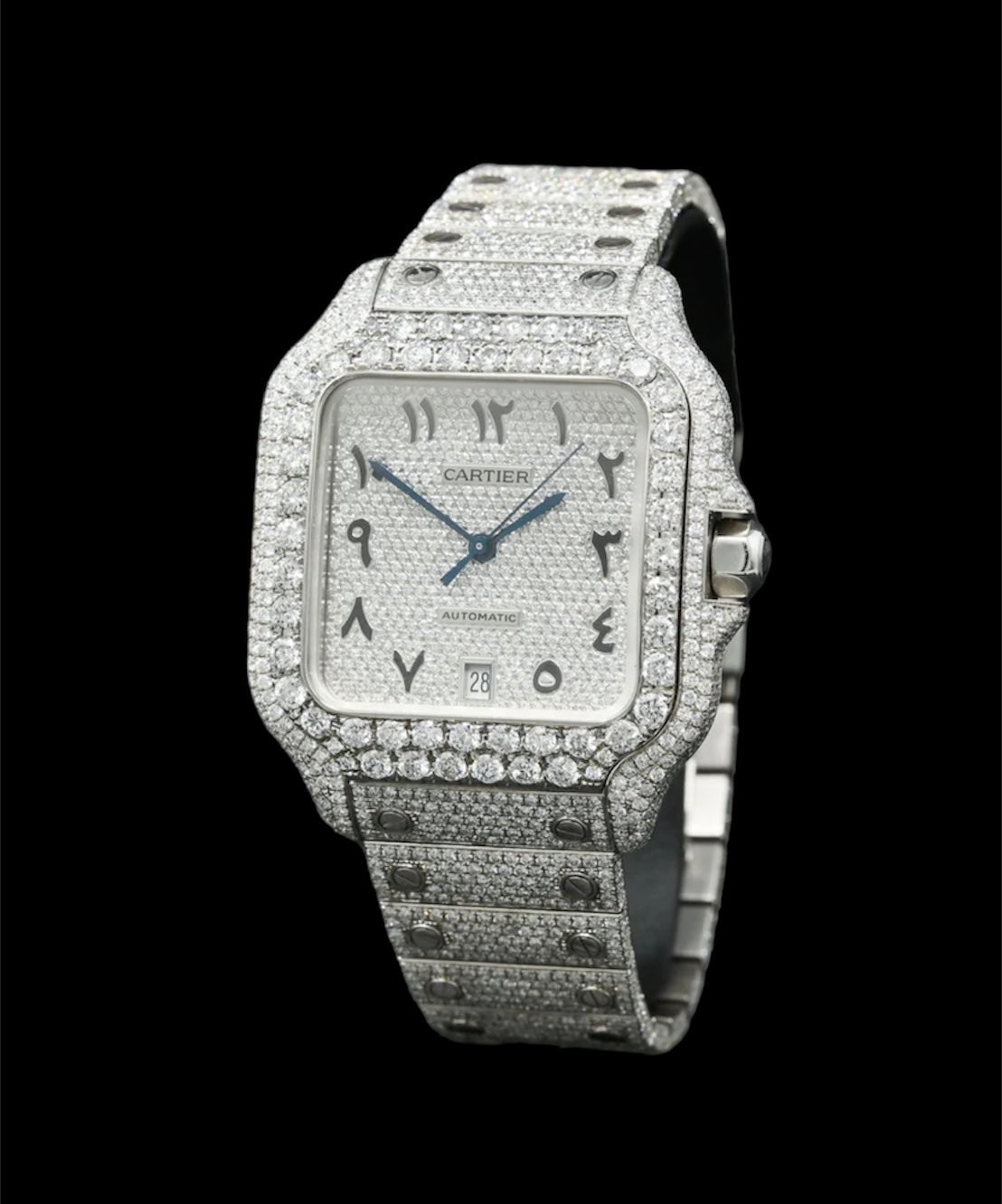 Cartier Santos Acier | Chiffre Arabe | Full diamants 🔘