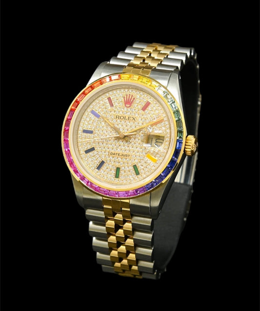 Rolex Datejust 36mm Or et Acier | Custom Rainbow 🌈