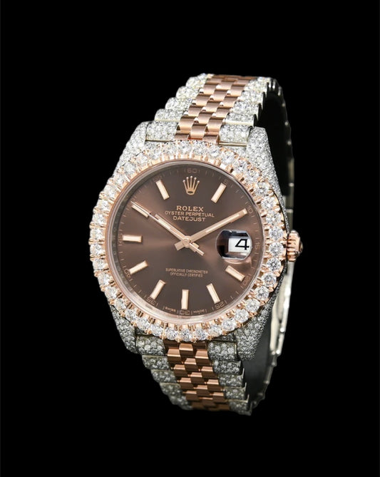 Rolex Datejust Jubilee 41mm Or Rose et Acier | Custom Diamants 🟤