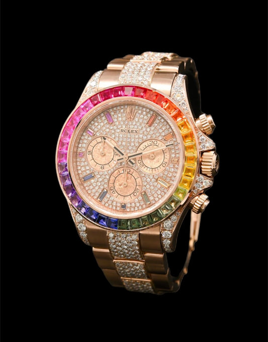 Rolex Daytona Cosmogrph 40mm Or Rose | Custom Diamants | Rainbow 💎