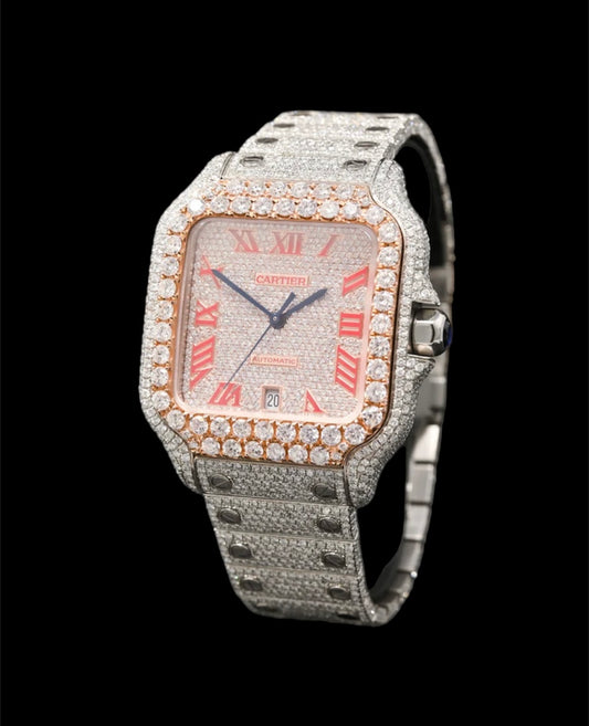 Cartier Santos Or Rose et Acier | Full Diamants 🔴