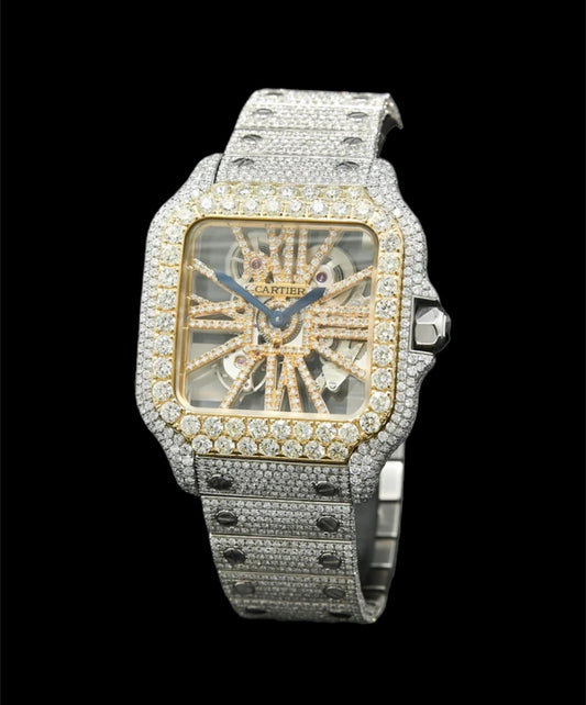Cartier Santos Skeleton Or et Acier | Full Diamants 💎
