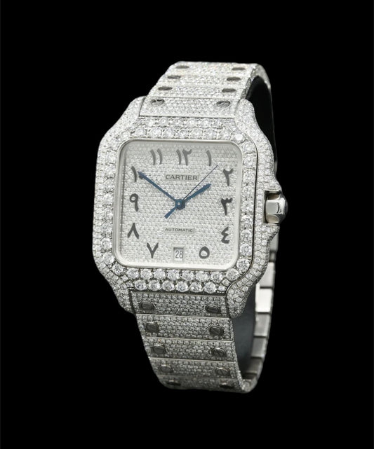 Cartier Santos Acier | Chiffre Arabe | Full diamants 🔘