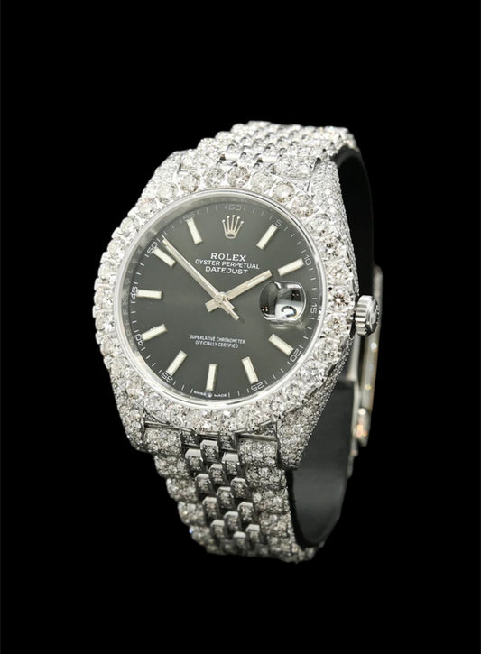 Rolex Datejust 41mm Acier | Custom Diamants ⚫