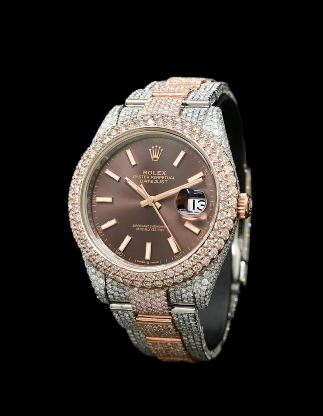 Rolex Datejust 41mm Or Rose et Acier | Custom Diamants 🟤