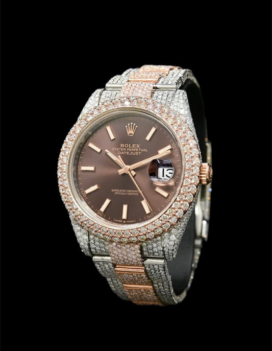 Rolex Datejust 41mm Or Rose et Acier | Custom Diamants 🟤