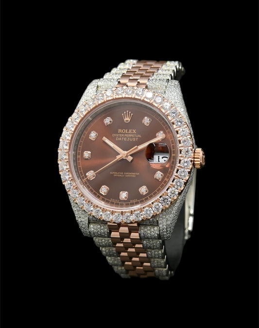 Rolex Datejust 41mm Or Rose et Acier | Custom 10 Diamants 🟤