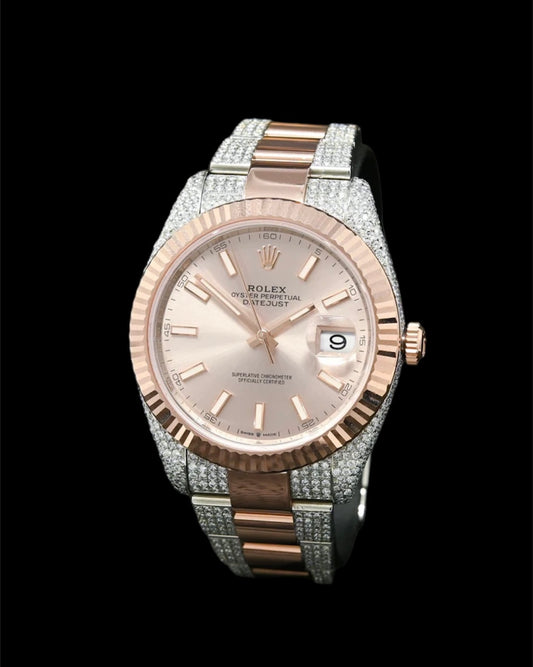 Rolex Datejust Sundust 41mm Or Rose et Acier | Custom Diamants 🔘