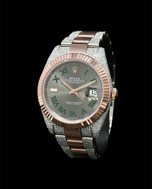 Rolex Datejust Wimbledon 41mm Or Rose et Acier | Custom Diamants 🟢