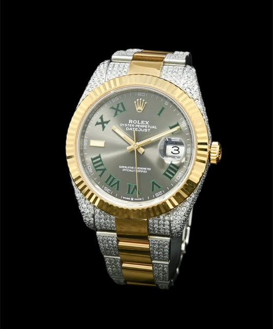 Rolex Datejust Wimbledon 41mm Or et Acier | Custom Diamants 🟡