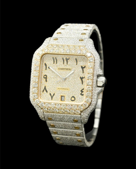 Cartier Santos Or et Acier | Chiffre Arabe | Full Diamants 🟡