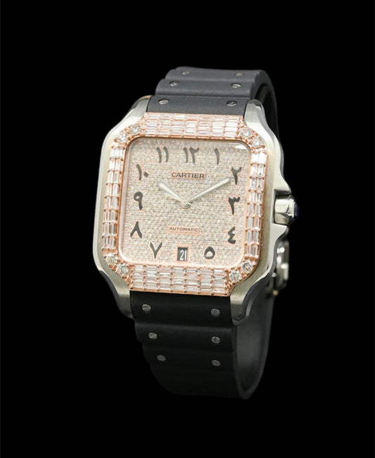 Cartier Santos 40mm | Bracelet Caoutchouc | Chiffre Arabe 💎