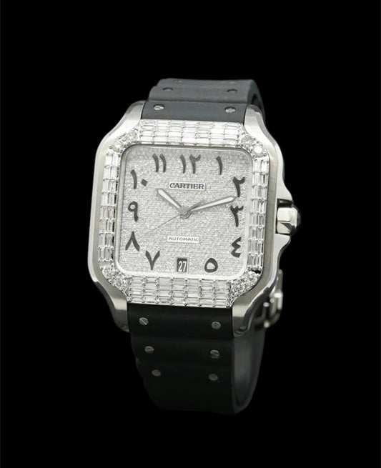 Cartier Santos 40mm | Bracelet Caoutchouc | Chiffre Arabe 🔘